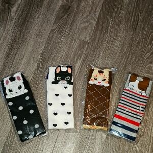 Girls 4 Pairs Of Knee High Animal Socks. New In Plastic! GREAT STOCKING STUFFERS